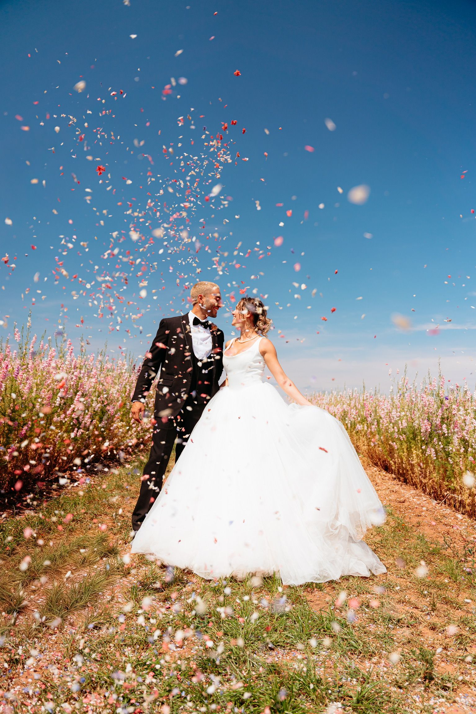 A wedding favor fan with 