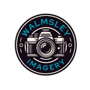 Circular logo: vintage camera illustration, 