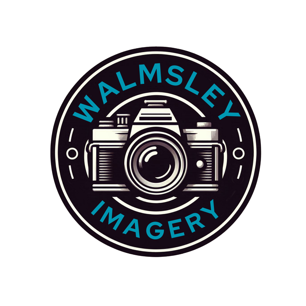 Circular logo: vintage camera illustration,