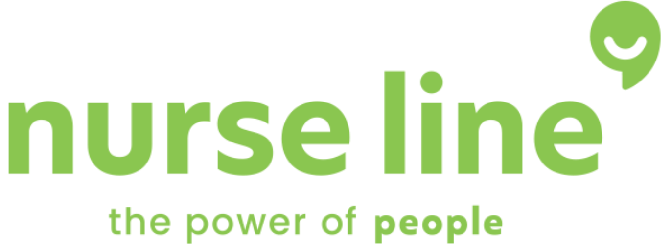 Nurse Line logo: green text with a speech bubble icon. 