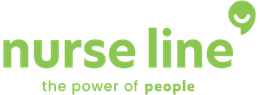 Nurse Line logo: green text with a speech bubble icon.