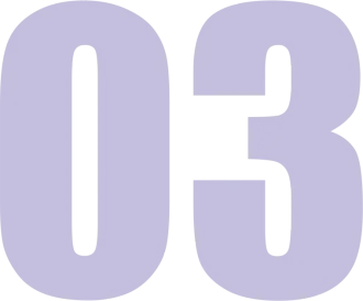 Le chiffre « 03 » en caractères gras violet clair sur fond blanc uni.