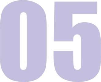 Le chiffre « 05 » en gros caractères sans empattement violet clair sur fond blanc.