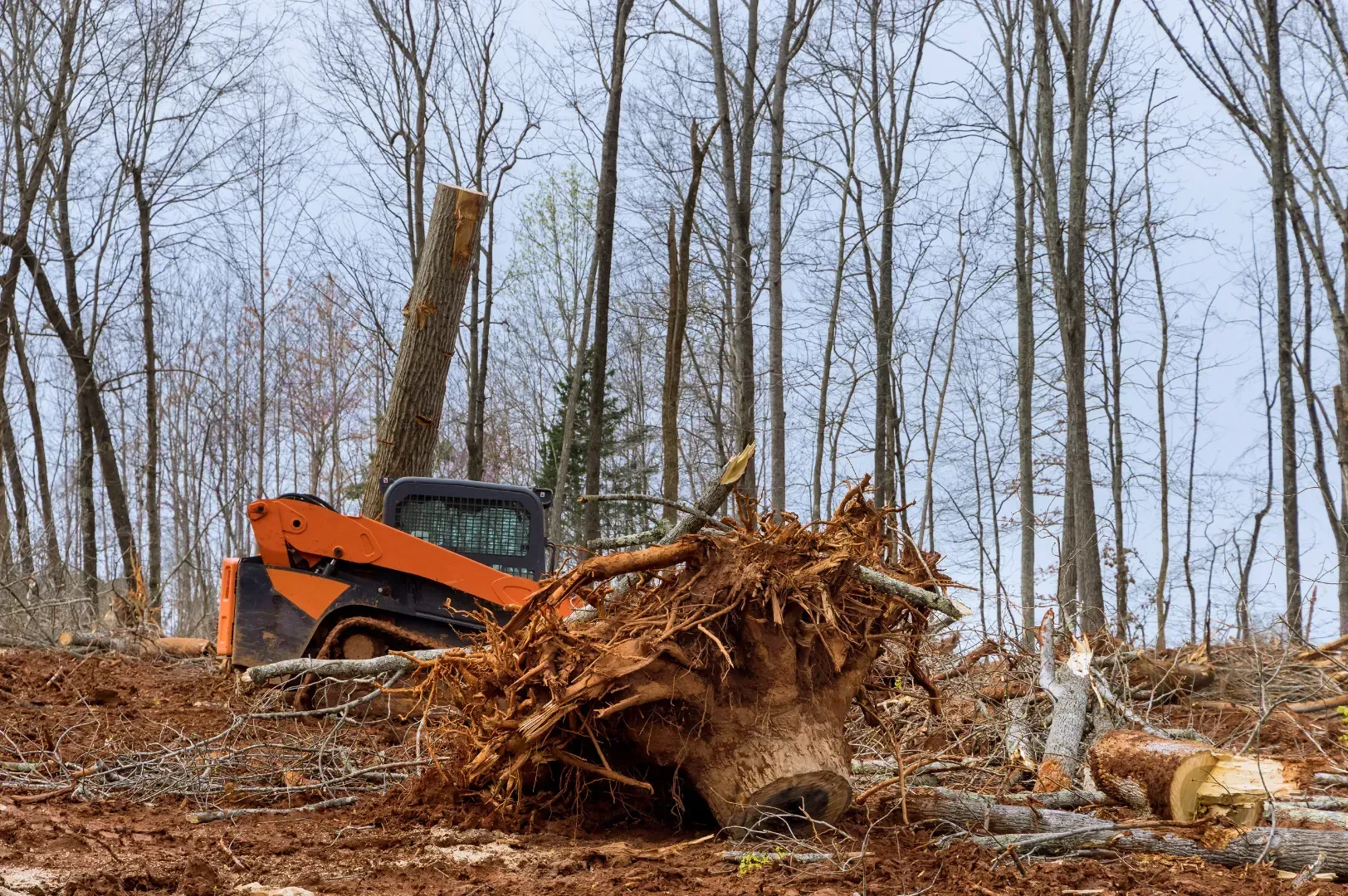 A yellow bulldozer is moving dirt in a field.