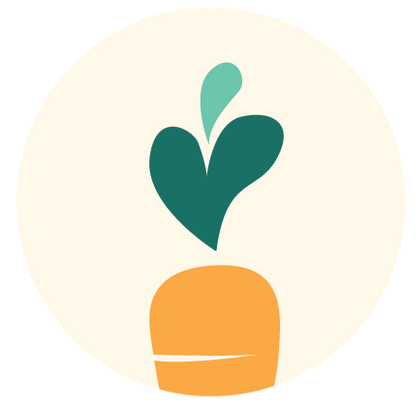 A carrot with a heart shaped leaf coming out of it.