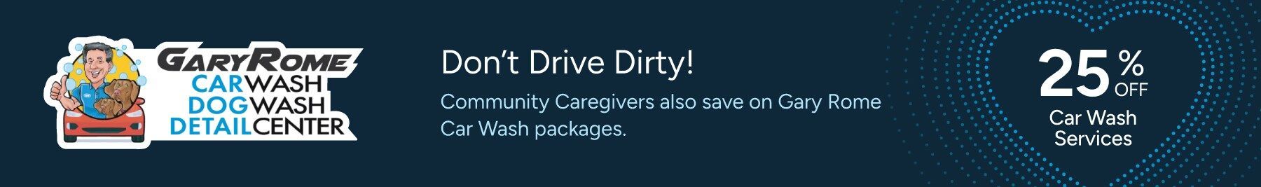 Blue banner for GearWrench with “Don’t Drive Dirty!” and a 25% coupon offer on the right