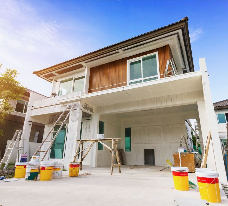 Residential House Being Painted
