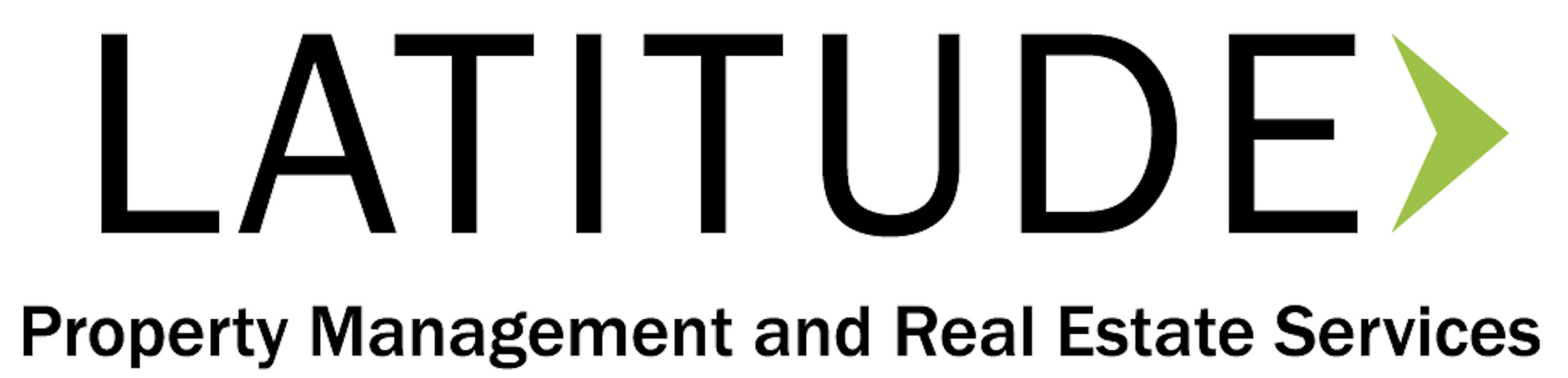 LATITUDE Property Management and Real Estate Services logo with black and teal text and orange line underline