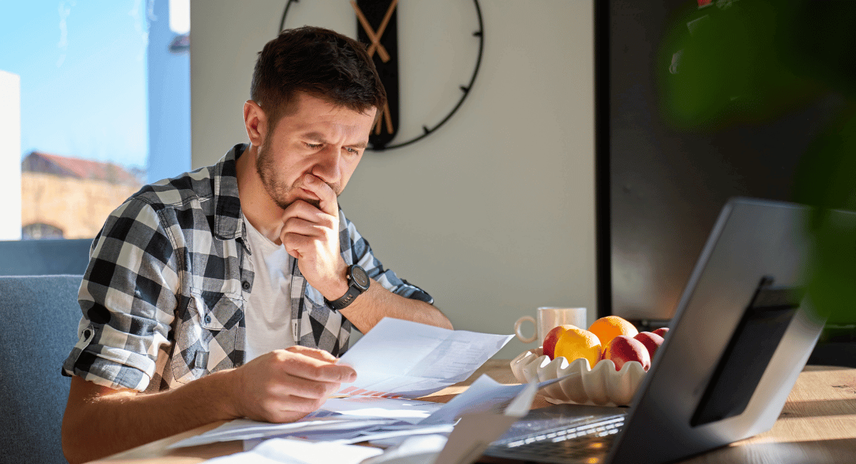 man reviewing documents