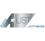 Austin CityVoter “LIST” logo in gray and blue with a star icon