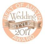 Best of Austin Wedding Style 2017 award badge in peach and beige