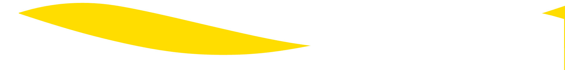 Yellow abstract shape against a white background.