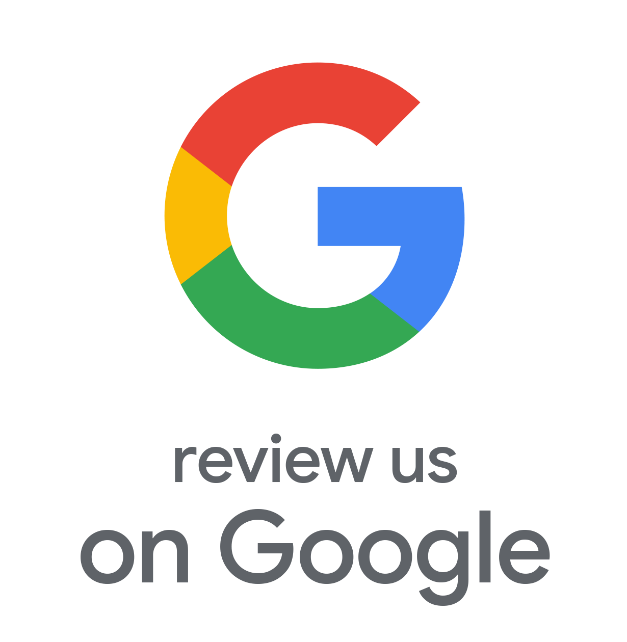 A google logo that says `` review us on google ''. A google logo that says `` review us on google ''.