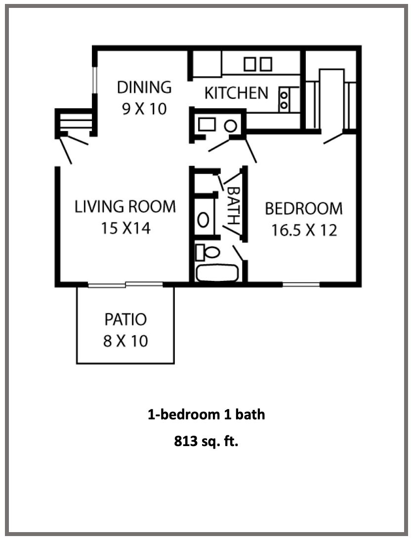 Floor plan 1 bed 1 bath