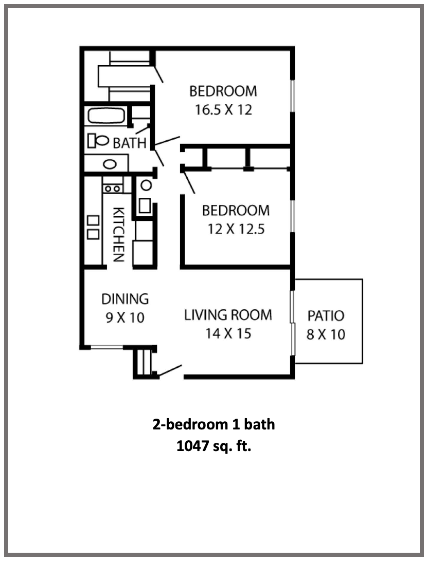 Floor plan 2 bed 1 bath