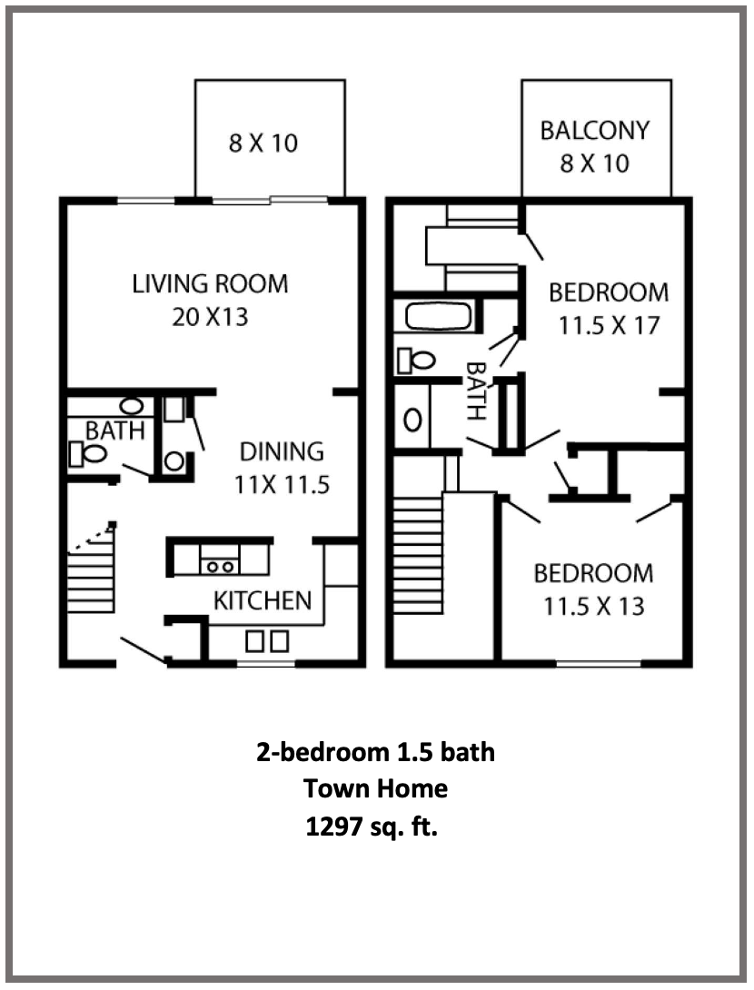 Floor plan 2 bed 1.5 bath