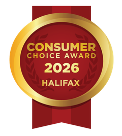 Gold award ribbon reading “Consumer Choice Award 2026 Halifax” on a red banner.