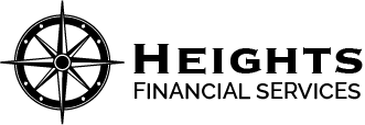 Logo for Heights Financial Services: compass rose next to the word