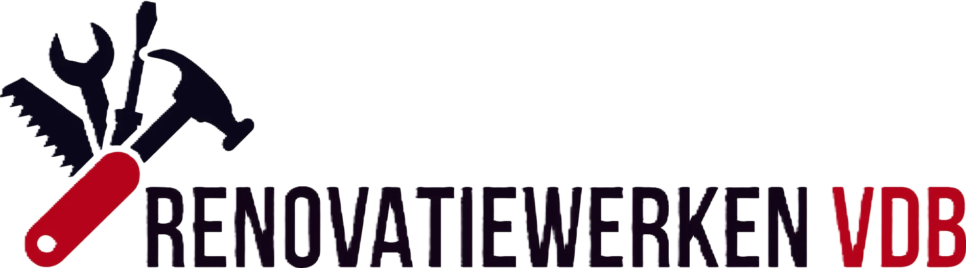 Logo met een rood Zwitsers zakmes, zwart gereedschap en de tekst
