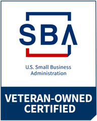 The logo for the u.s. small business administration is veteran owned certified.