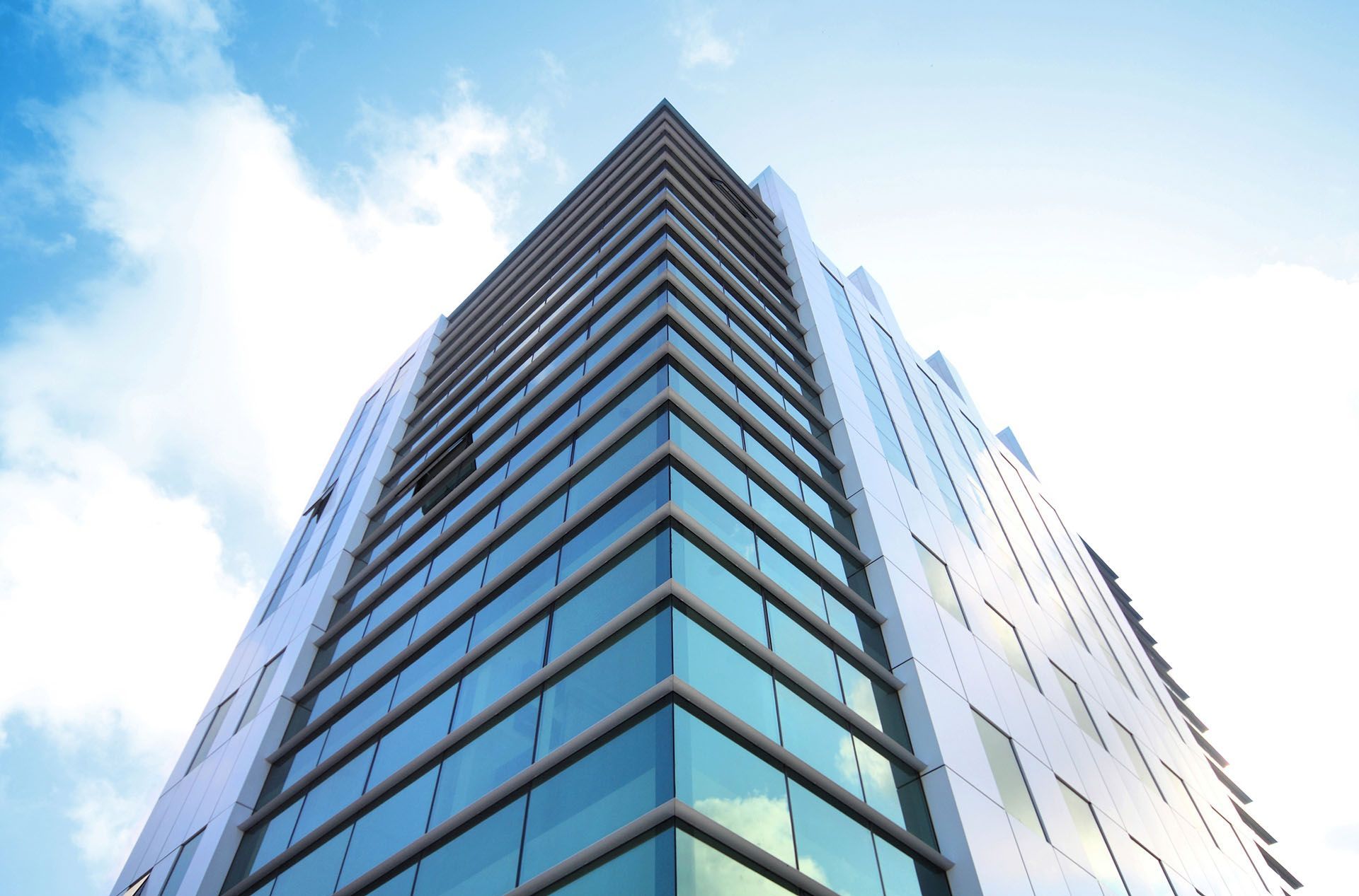 Tall building with a blue sky in the background