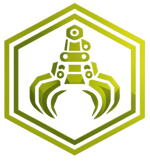 Olive-green hexagonal logo with a stylized insect centered on a white background