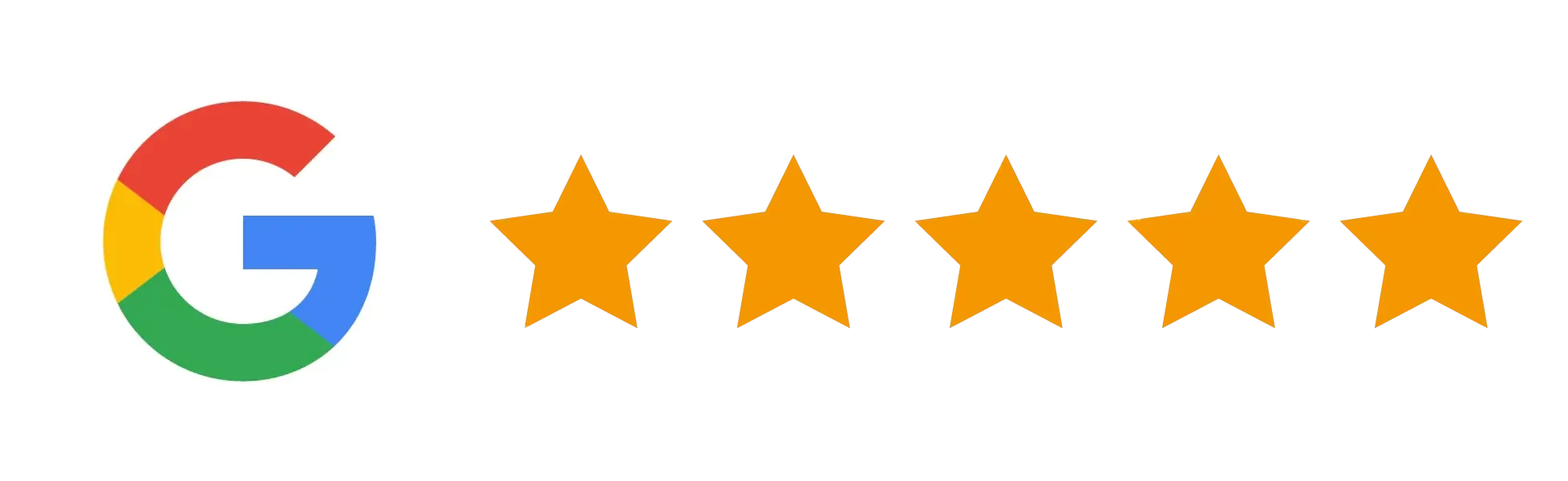 A google logo with five stars on it on a white background.