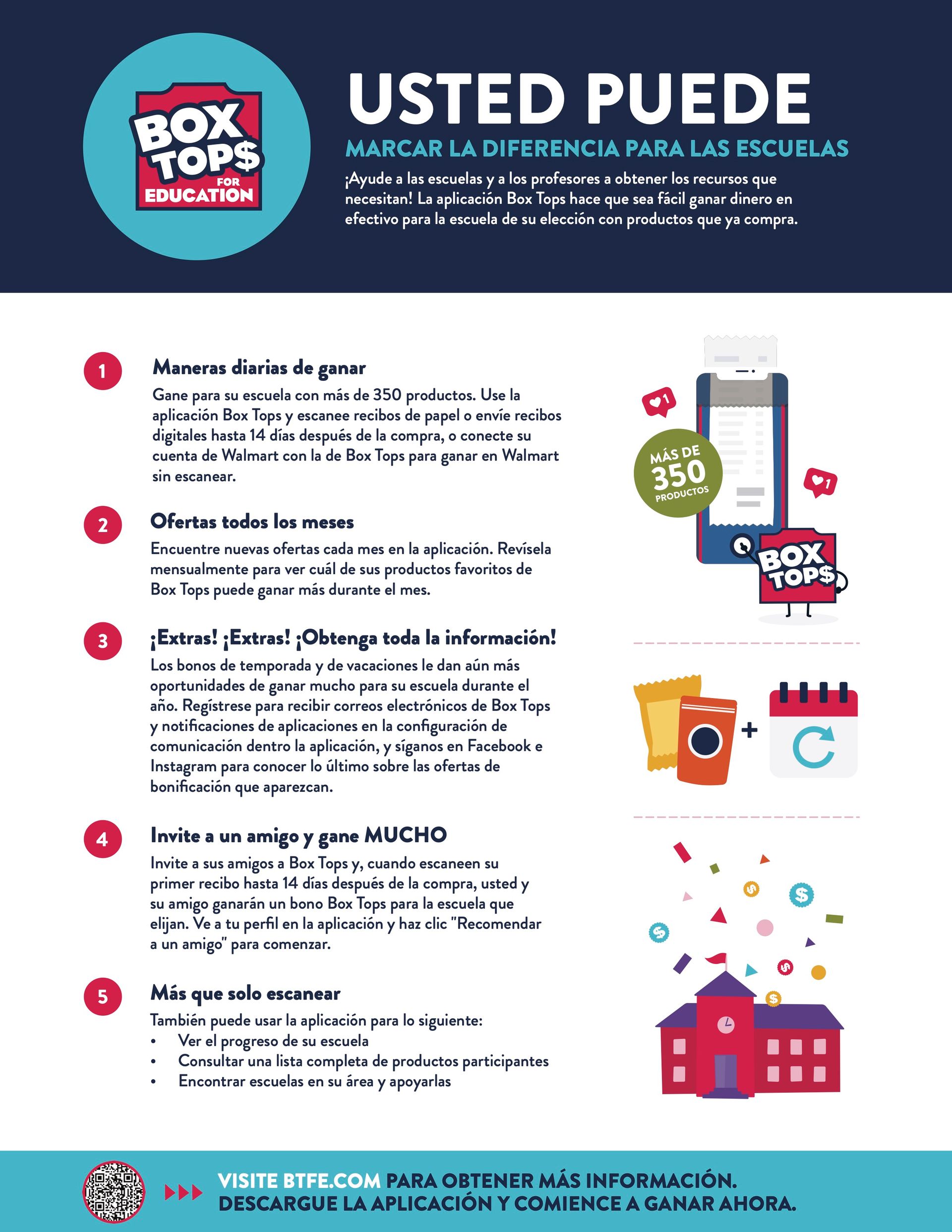 Box Tops for Education flyer with details on how to support schools.