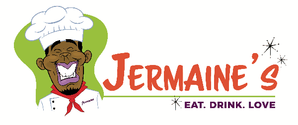 Logo: Smiling chef with white hat and red necktie,