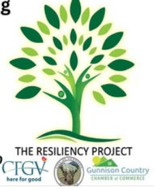 The Resiliency Project logo with a green tree formed by figures reaching up, and green leaves above.