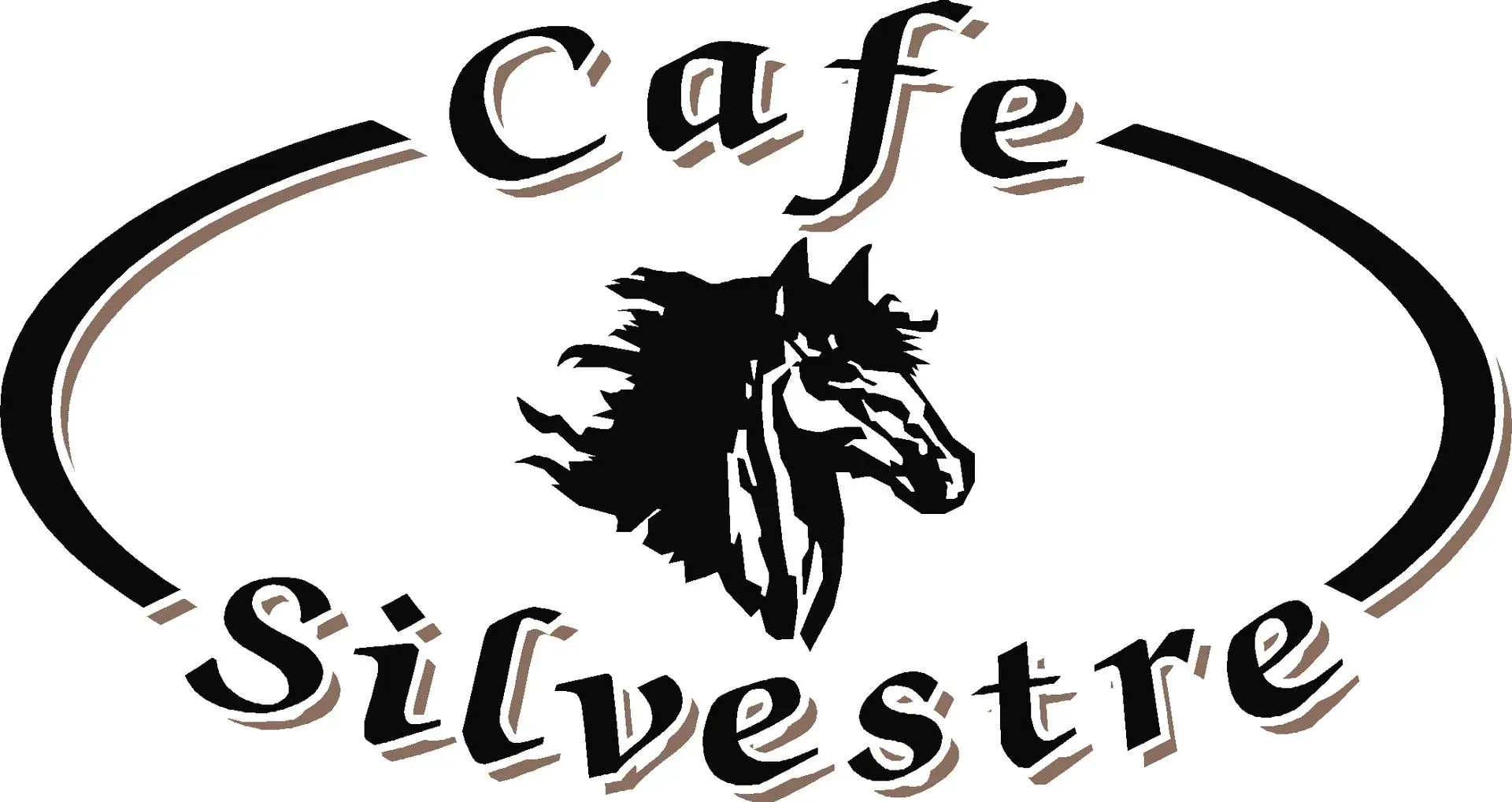 Cafe Silvestre logo: Horse head silhouette inside oval frame, cafe name above and below.