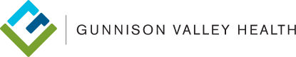 Logo for Gunnison Valley Health: geometric emblem in teal, dark blue, and green next to the words