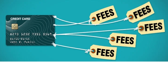 A credit card with various fees attached to it
