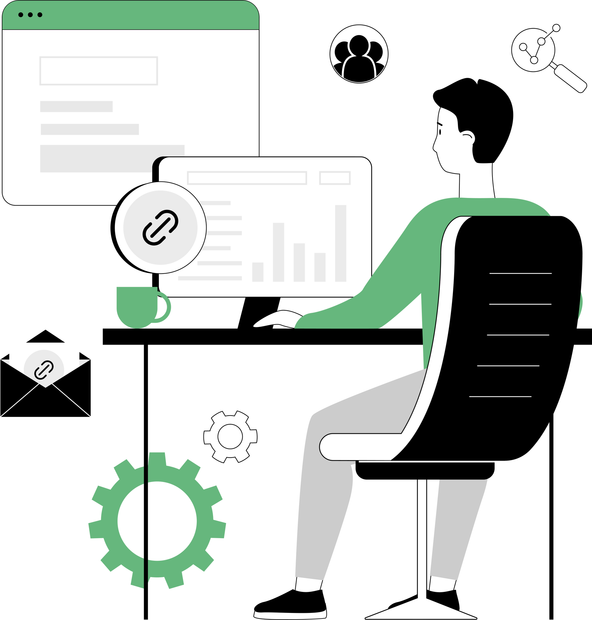 A man is sitting at a desk using a computer.