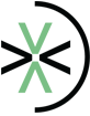 A green and black star with a black circle around it.
