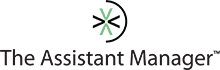 A logo for the assistant manager with a green star in the middle.