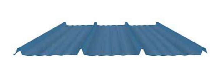 Blue corrugated metal roofing.