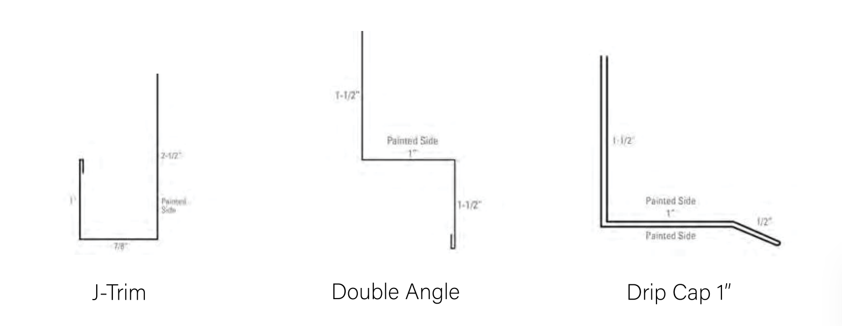 Diagrams of J-Trim, Double Angle, and Drip Cap 1