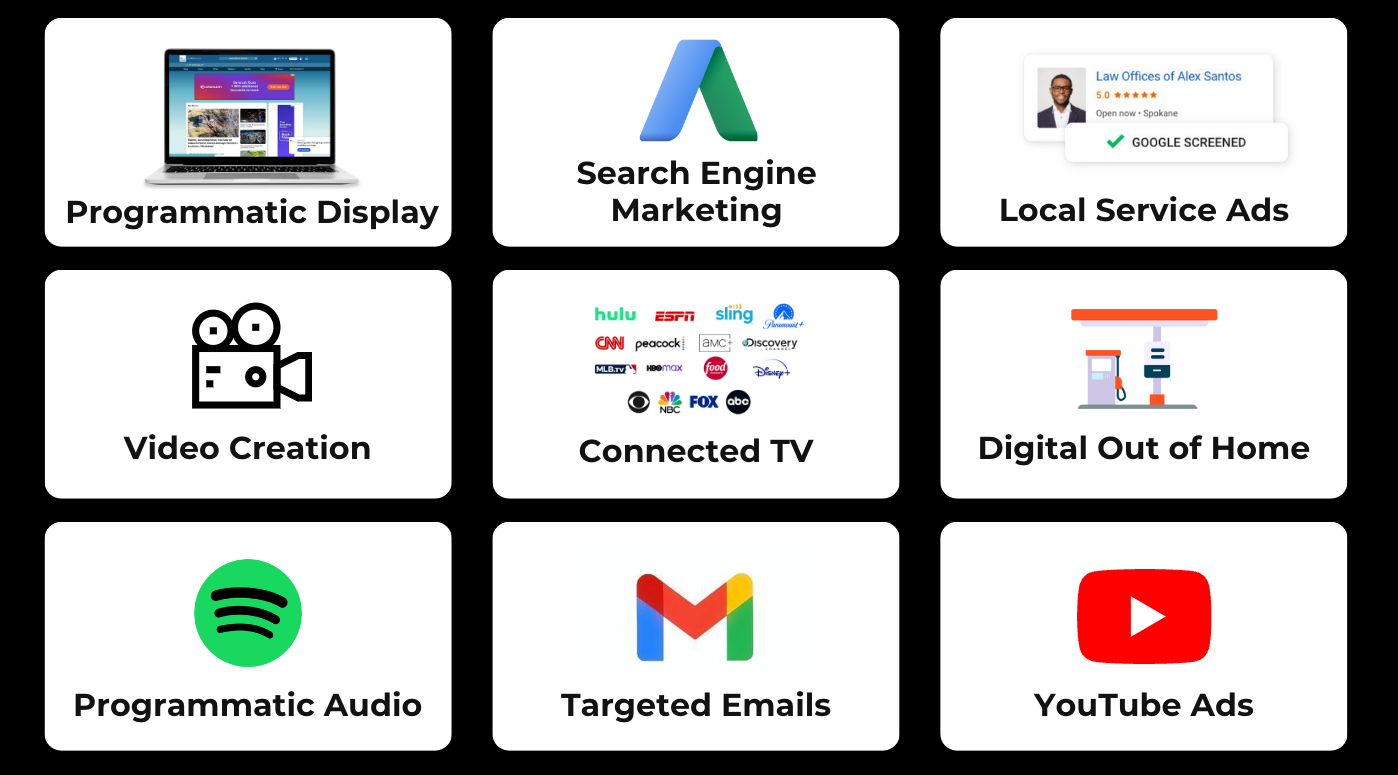 A screenshot of a website with a variety of icons on it.