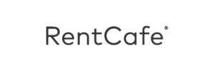 a black and white logo for rentcafe on a white background