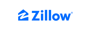 a blue zillow logo on a white background