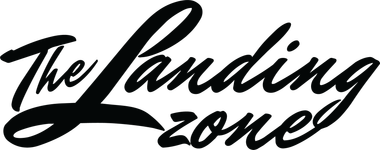 Stylized black logo reading “The Landing Zone” in cursive script