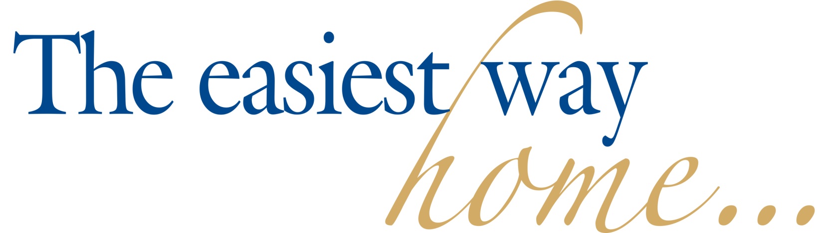 Logo reading “The easiest way home…” in blue and gold text on a white background