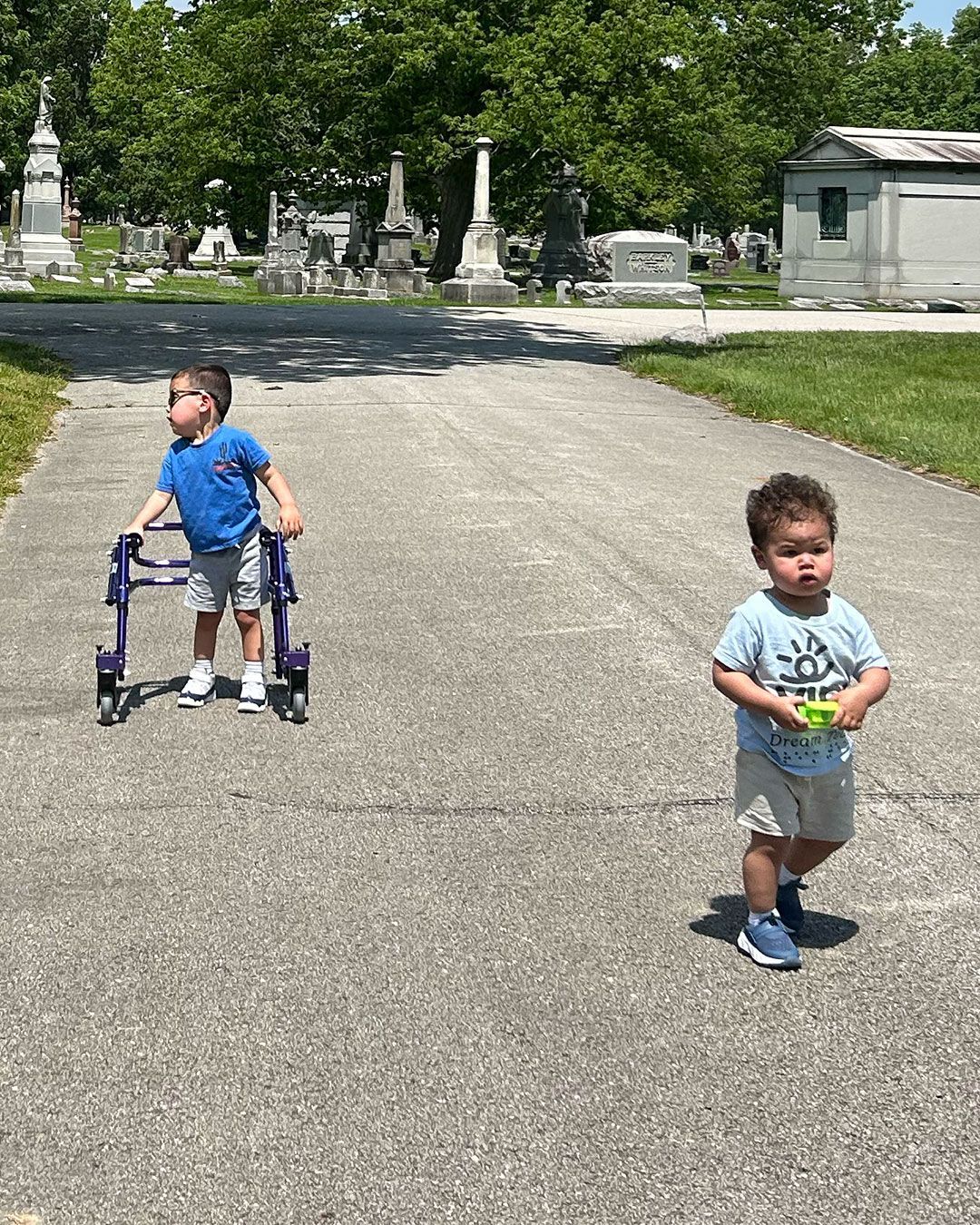 Two small boys supporting VIPS during Walking for Dreams.