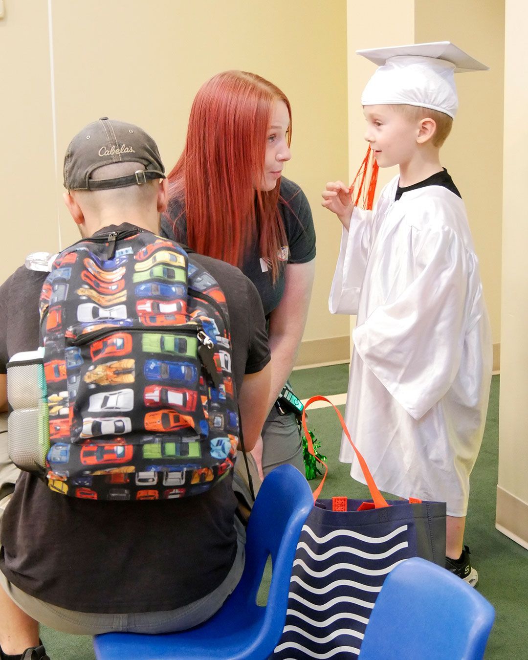 A family talks after the ceremony.
