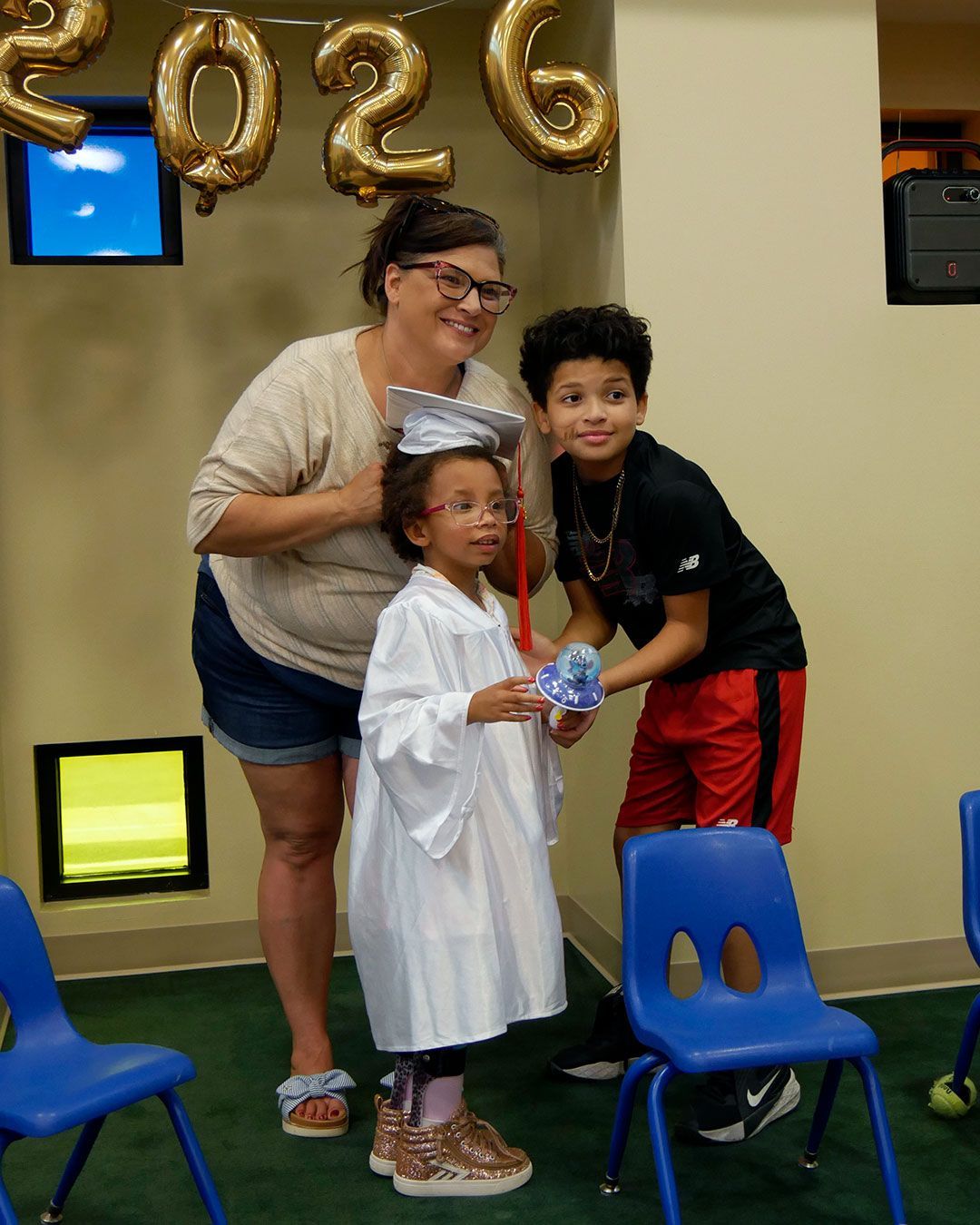 A family poses for a photo after the ceremony.