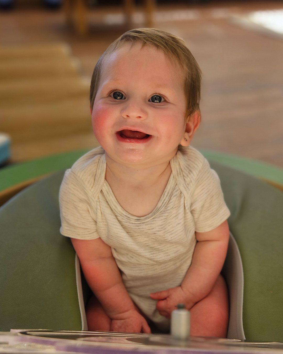 Eleanor is smiling for the camera.