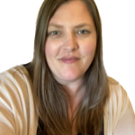 Woman with a slight smile on her face.
