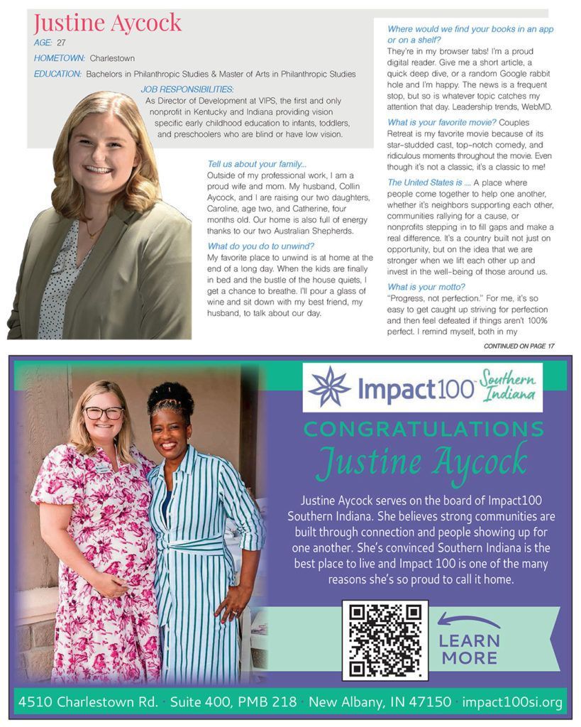 Screenshot of magazine page featuring Justine.