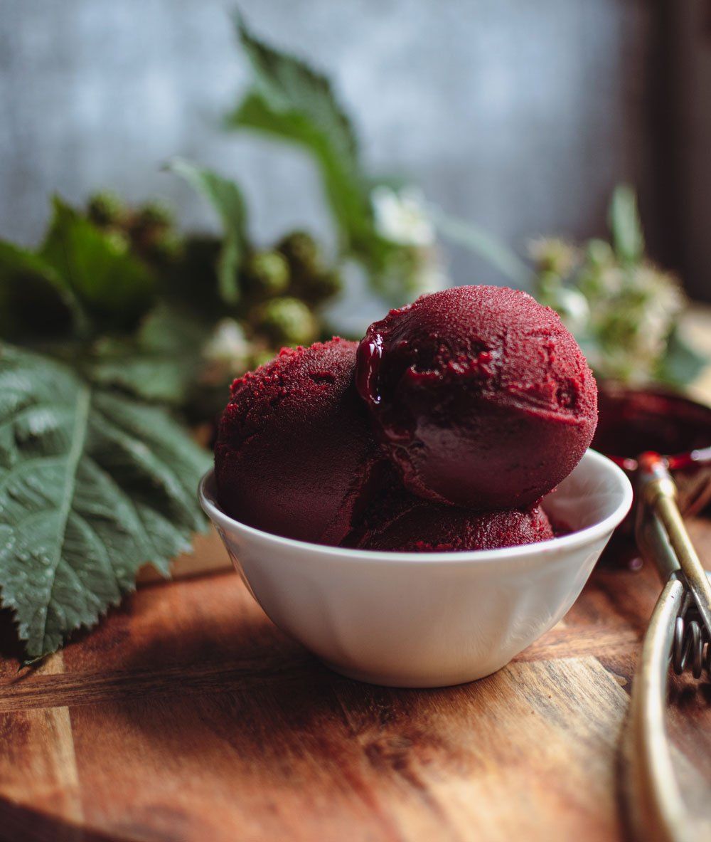Pure New Zealand Ice Cream Wanaka, Vanilla Bean, Boysenberry Sorbet